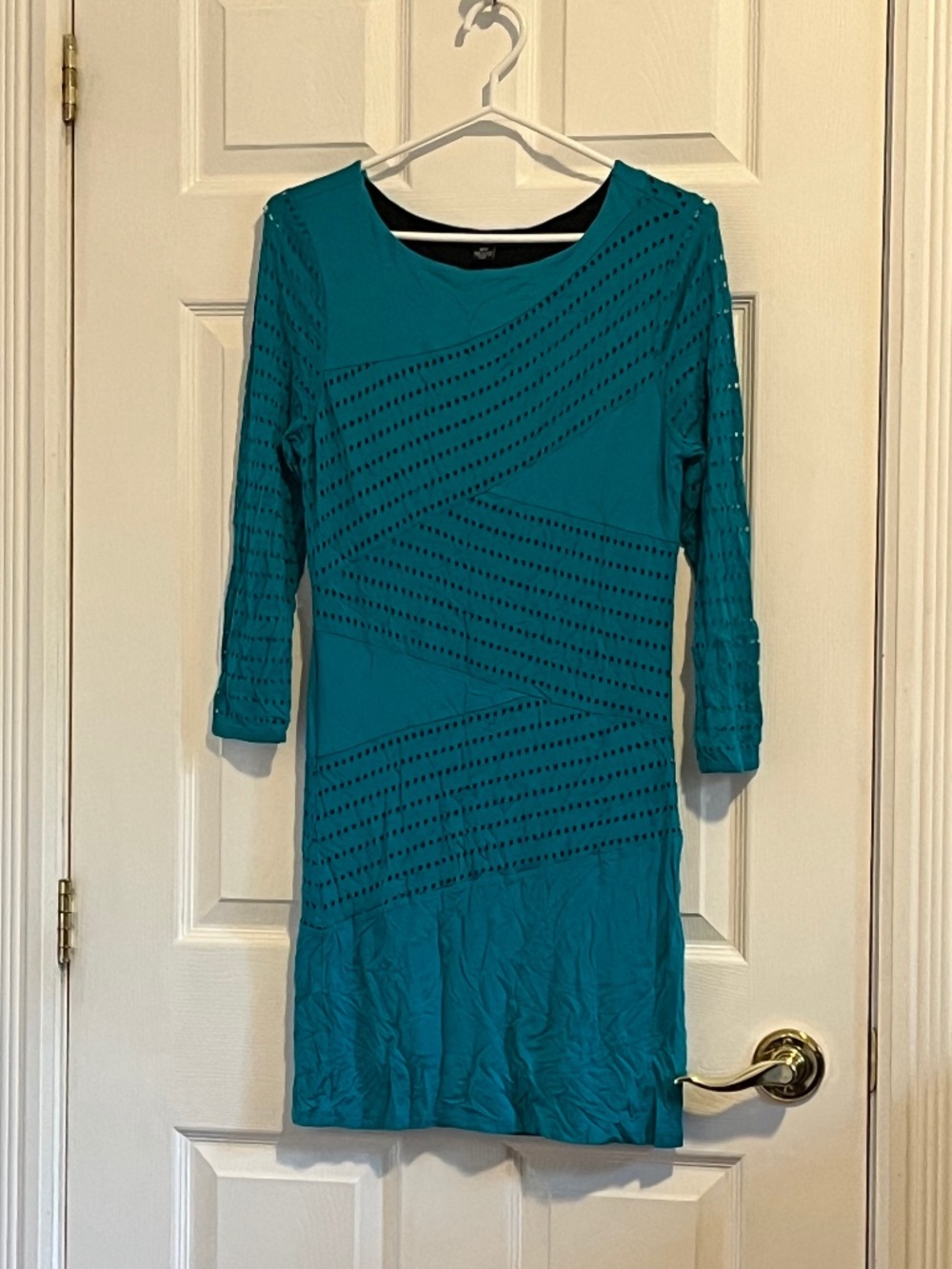 Teal lined eyelet dress from Le Chateau